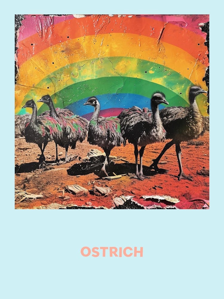 Ostrich Rainbow Poster 6