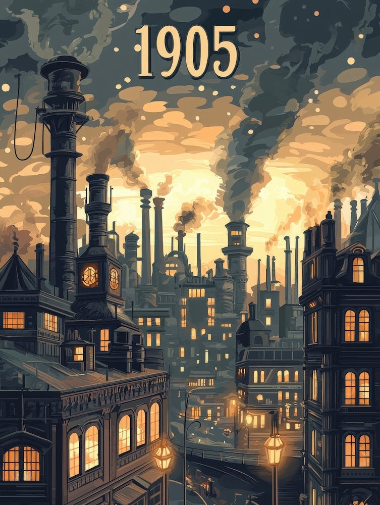 Aihrgdesign A Nostalgic Poster Of A 1905 City Skyline At Dusk 317eda9a B6b8 4438 8008 67f57208dbe4 2