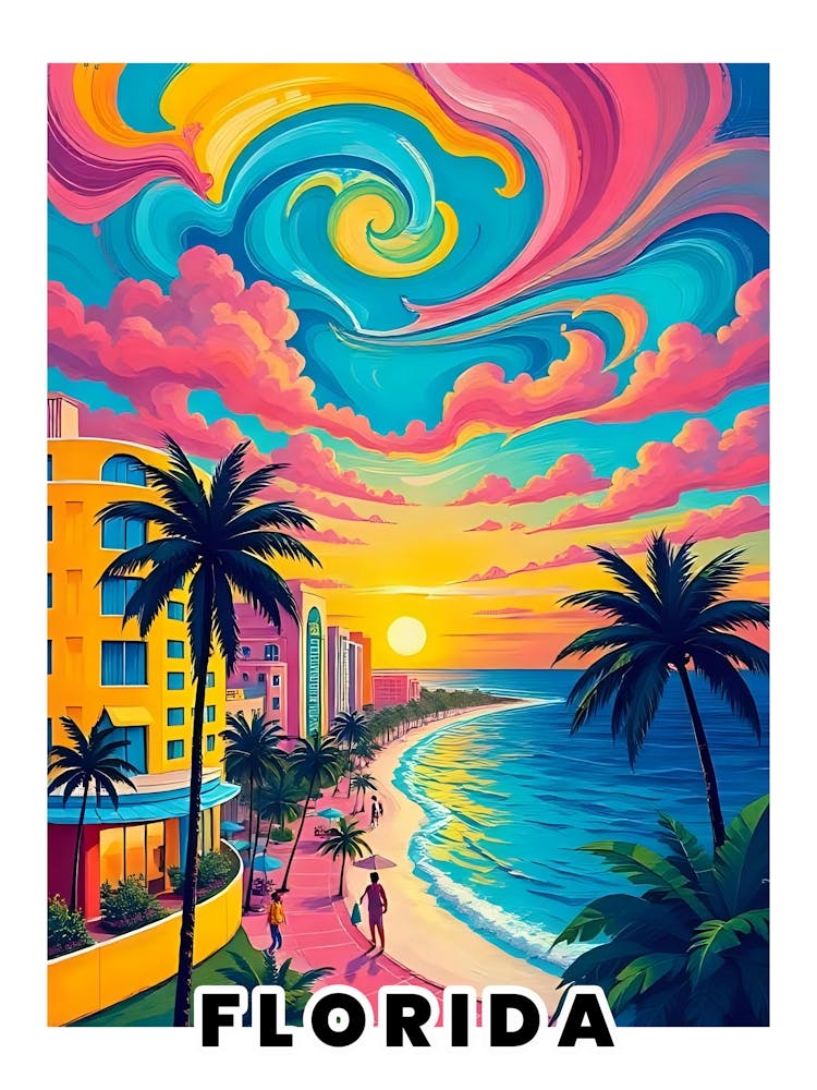 Florida Vibrant Vintage Travel Poster 4