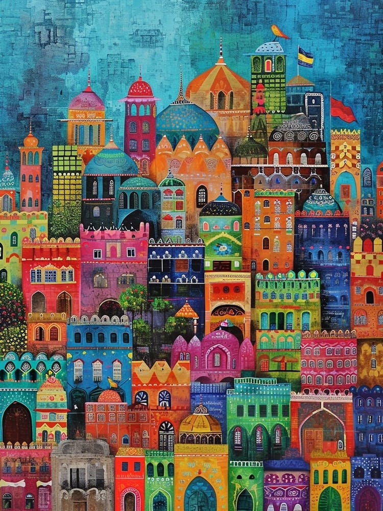 Kitsch Colourful Mumbai Cityscape 3