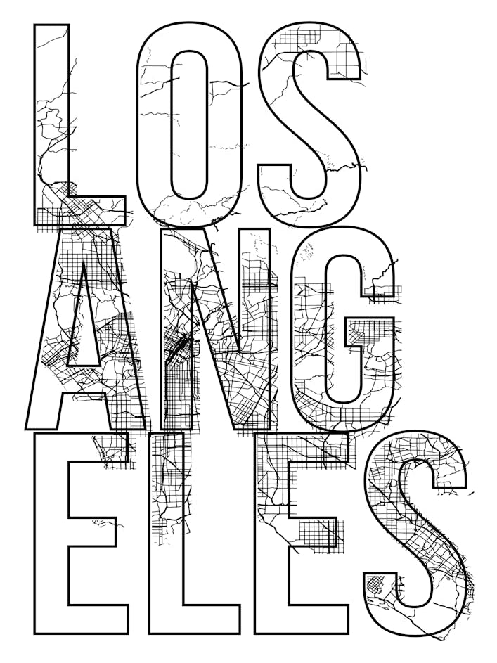 Los Angeles Street Map Typography