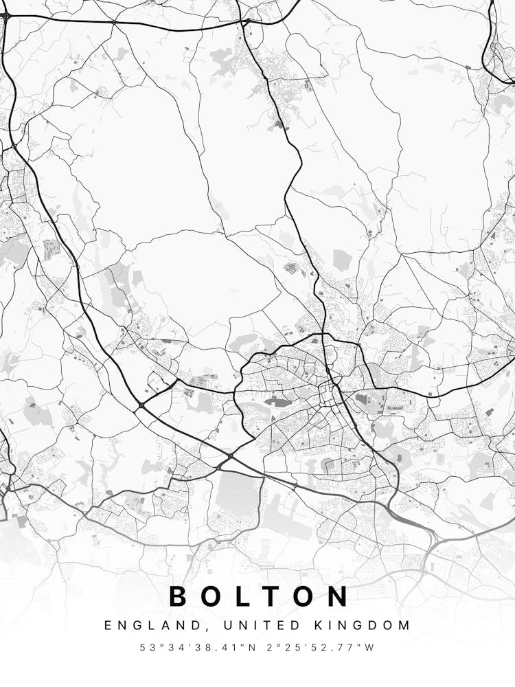 Bolton England White Map