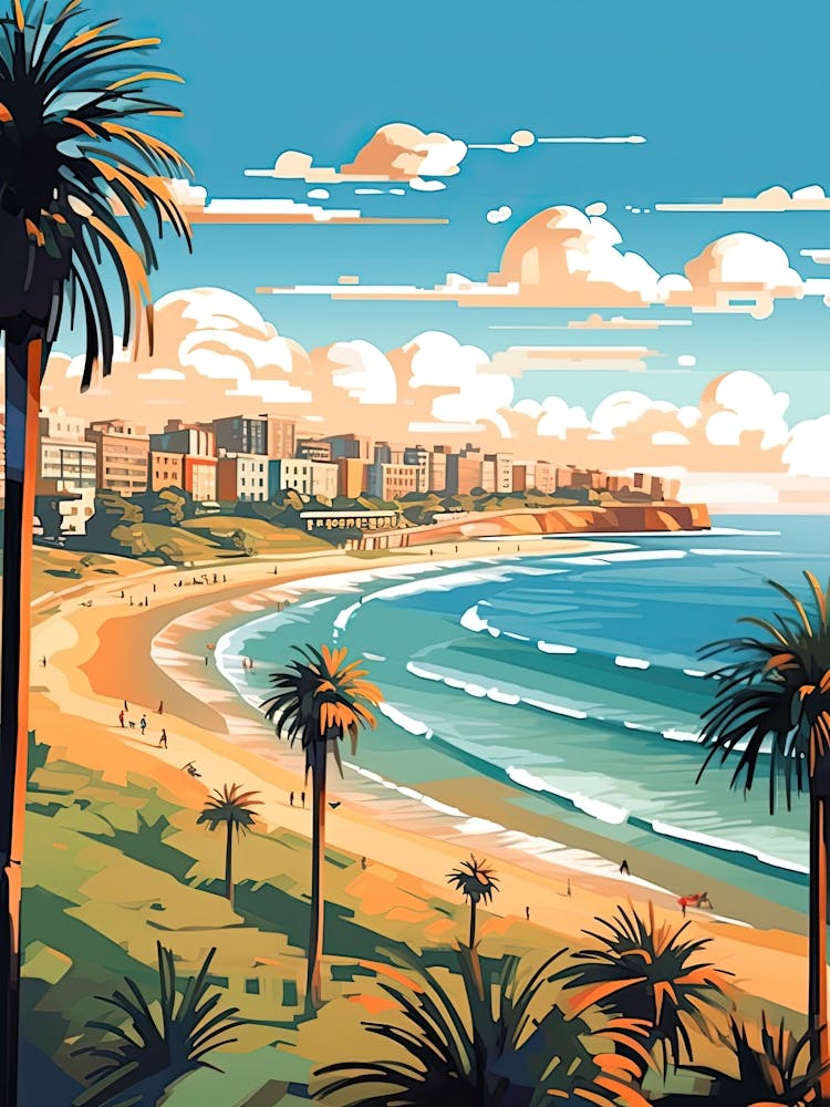 Bondi Beach, Australia, Flat Illustration 3