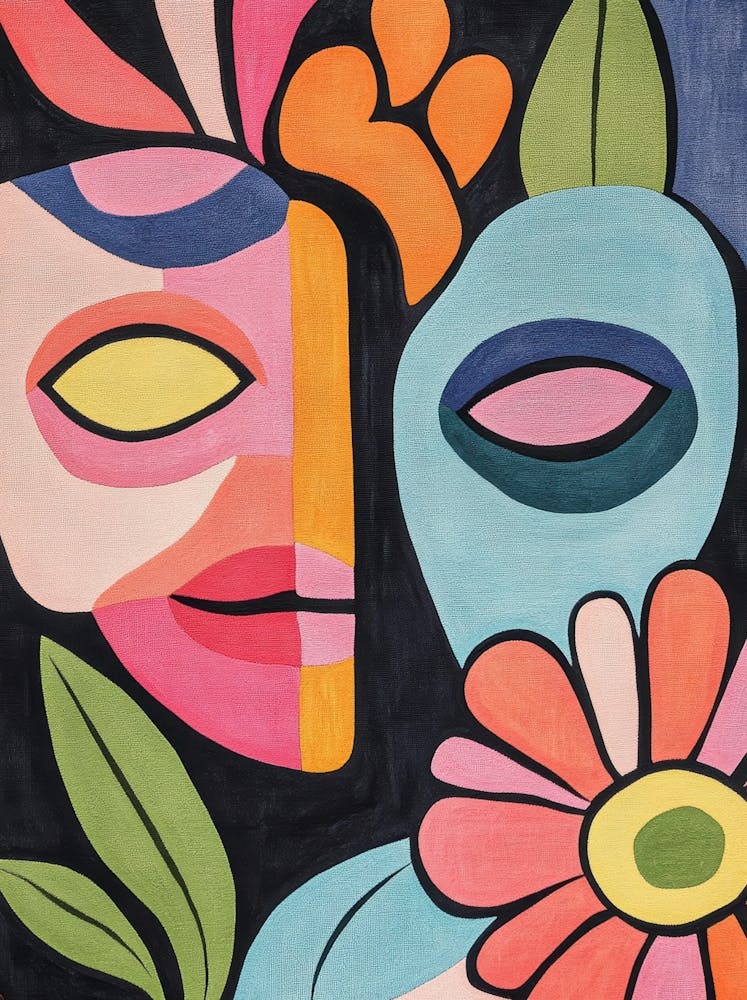 Two Faces With Flowers