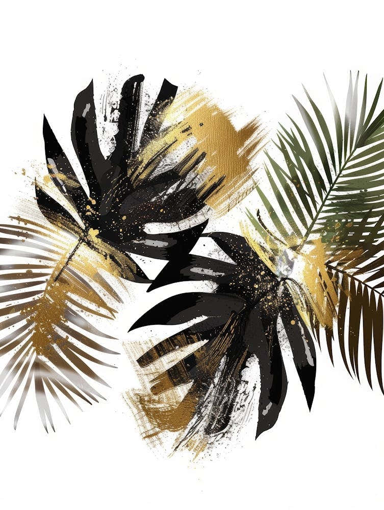 Gold And Black Palm Leaves