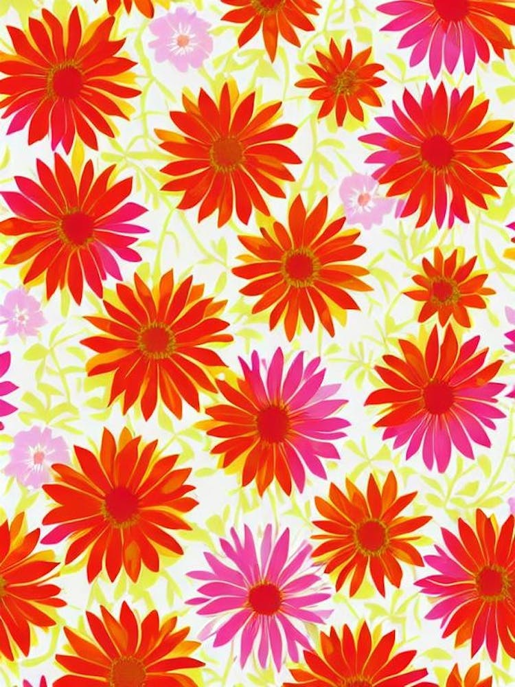 Gazania Floral Print Retro Pattern 1 Flower