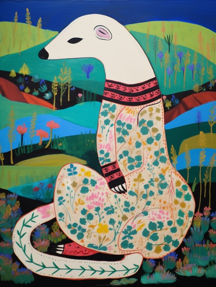 Maximalist Animal Painting Weasel