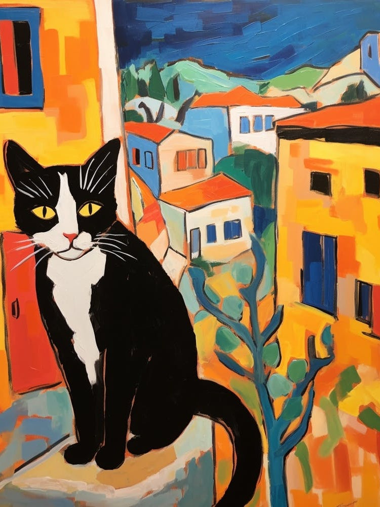 Painting Of A Cat In Agrigento Italy 1