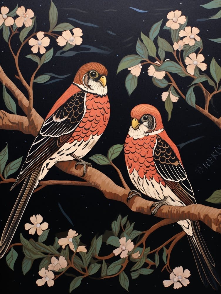 Art Nouveau Birds Poster American Kestrel 1