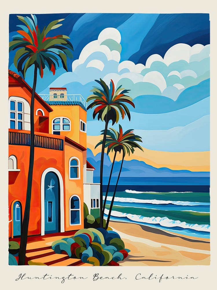 Affiche de Huntington Beach, California, Style Matisse et Rousseau 3