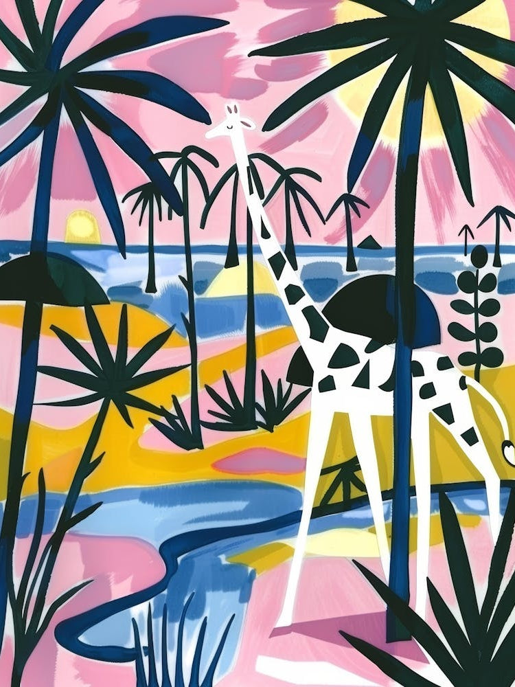 Giraffes At The Beach