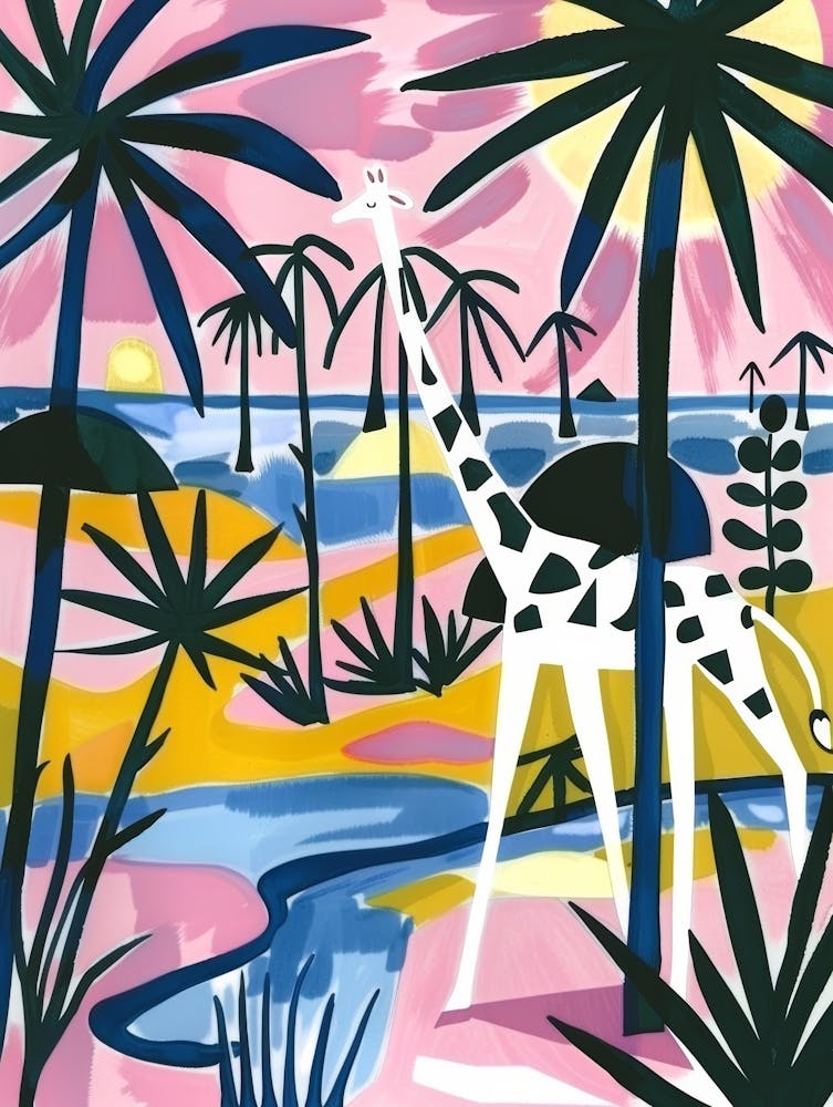 Giraffes At The Beach