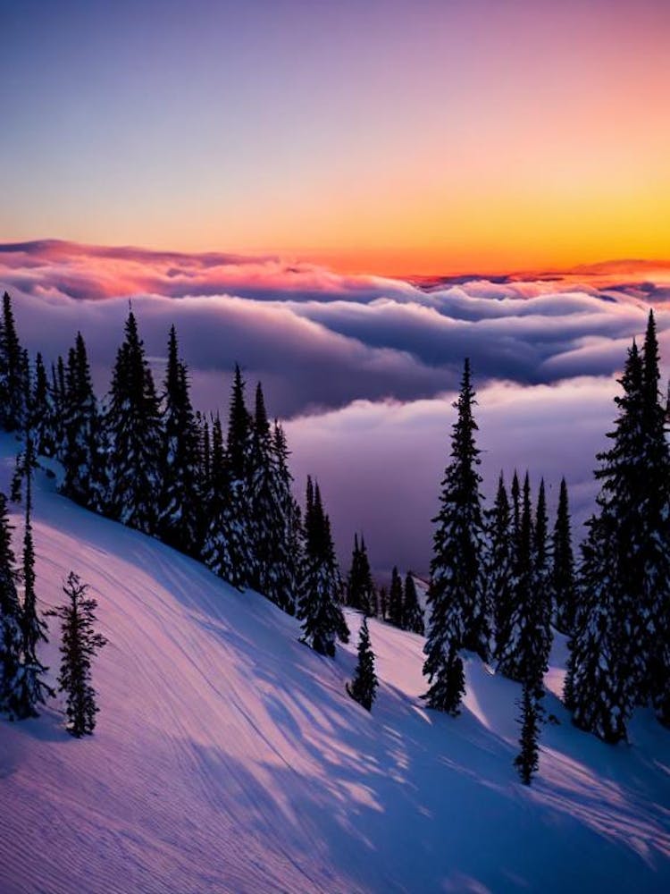 Big Sky, Usa Sunrise Skiing Poster