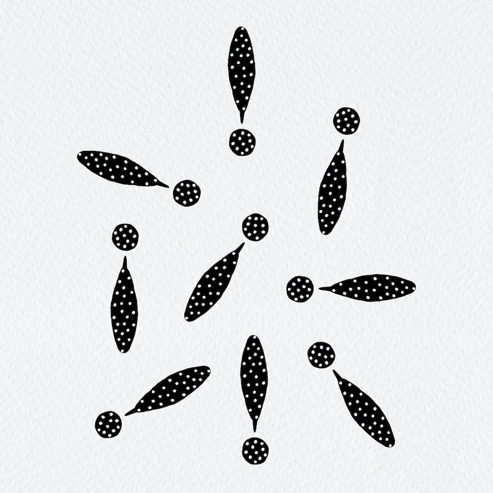 Exclamation Marks Black Polka Dots 1