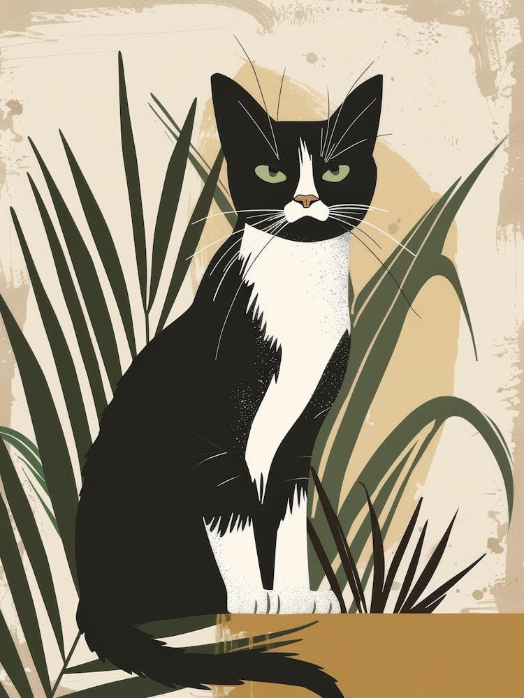 Cat With Palm Leaves