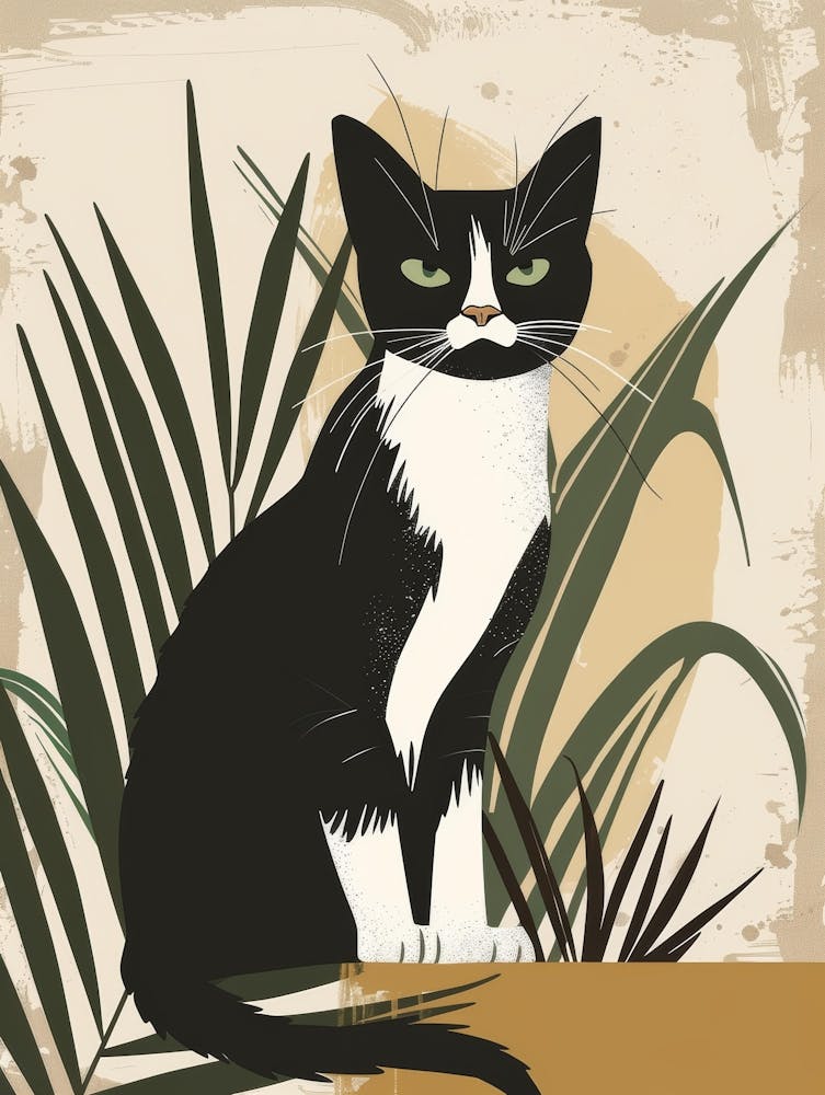 Cat With Palm Leaves
