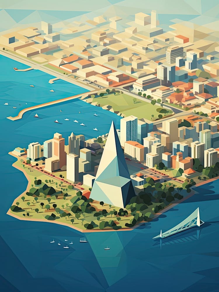 San Diego, Usa, Geometric Illustration 1