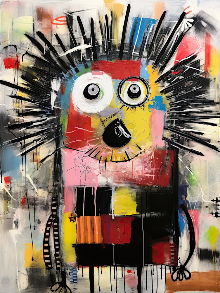City Life and Wildlife: Basquiat-Style Hedgehog