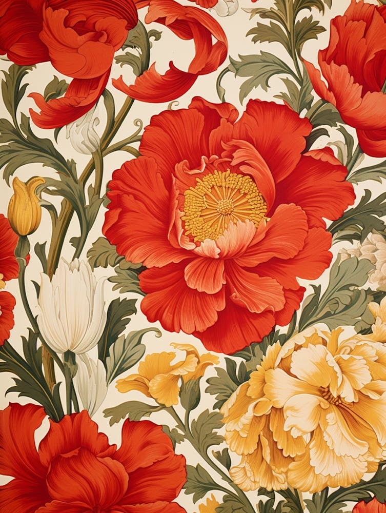 Fleurs Rouges Et Jaunes