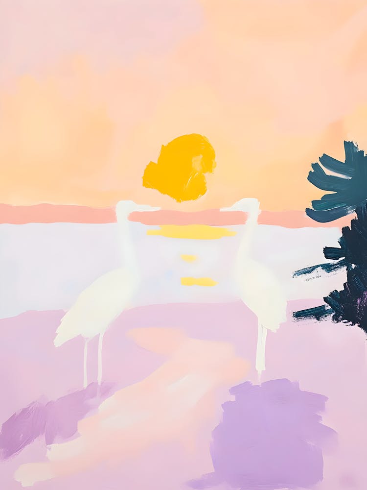 Herons At Sunset