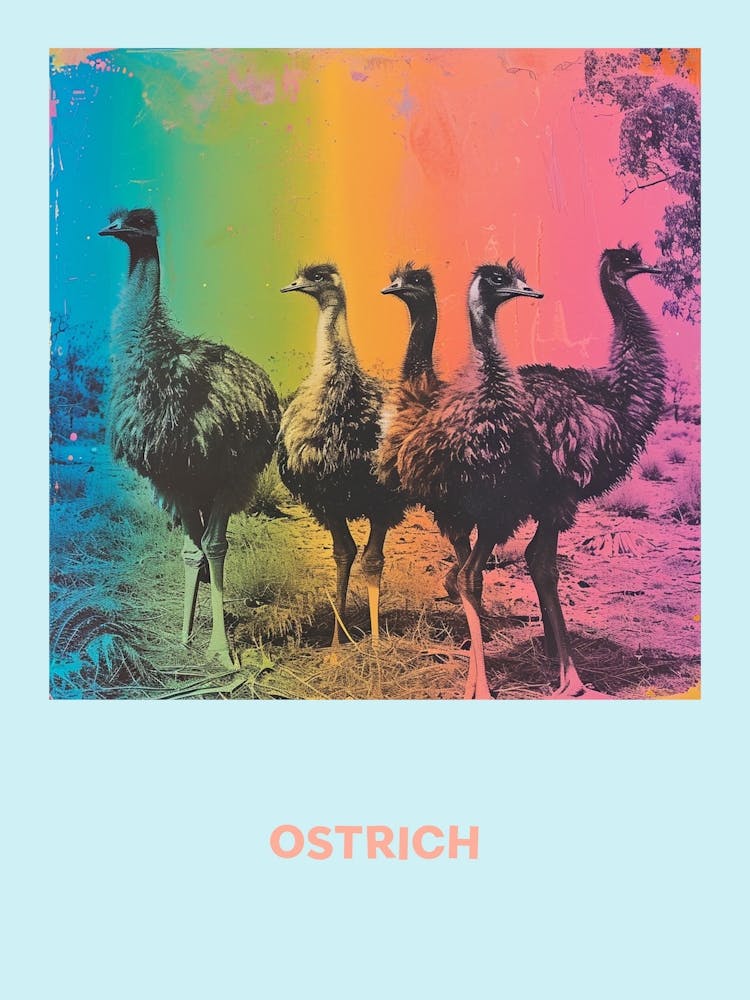 Ostrich Rainbow Poster 4