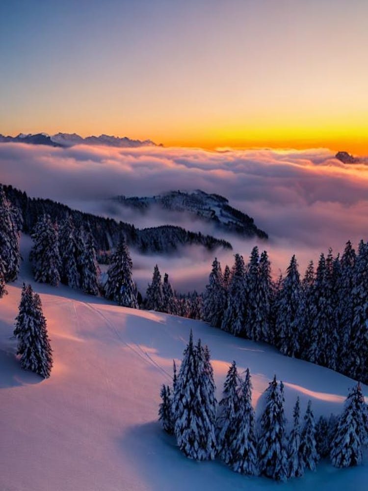 Kitzbühel, Österreich Sonnenaufgang 1 Skifahren Poster