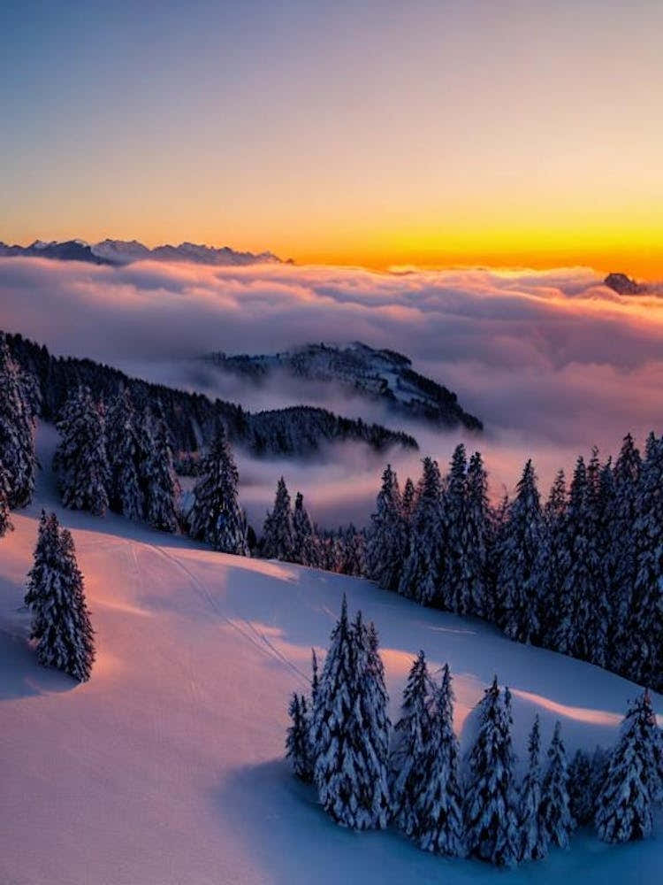 Kitzbühel, Austria Sunrise 1 Skiing Poster