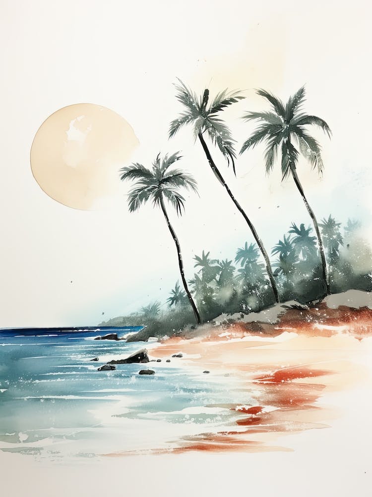 Watercolour Of Praia Dos Carneiros   Pernambuco Brazil 0