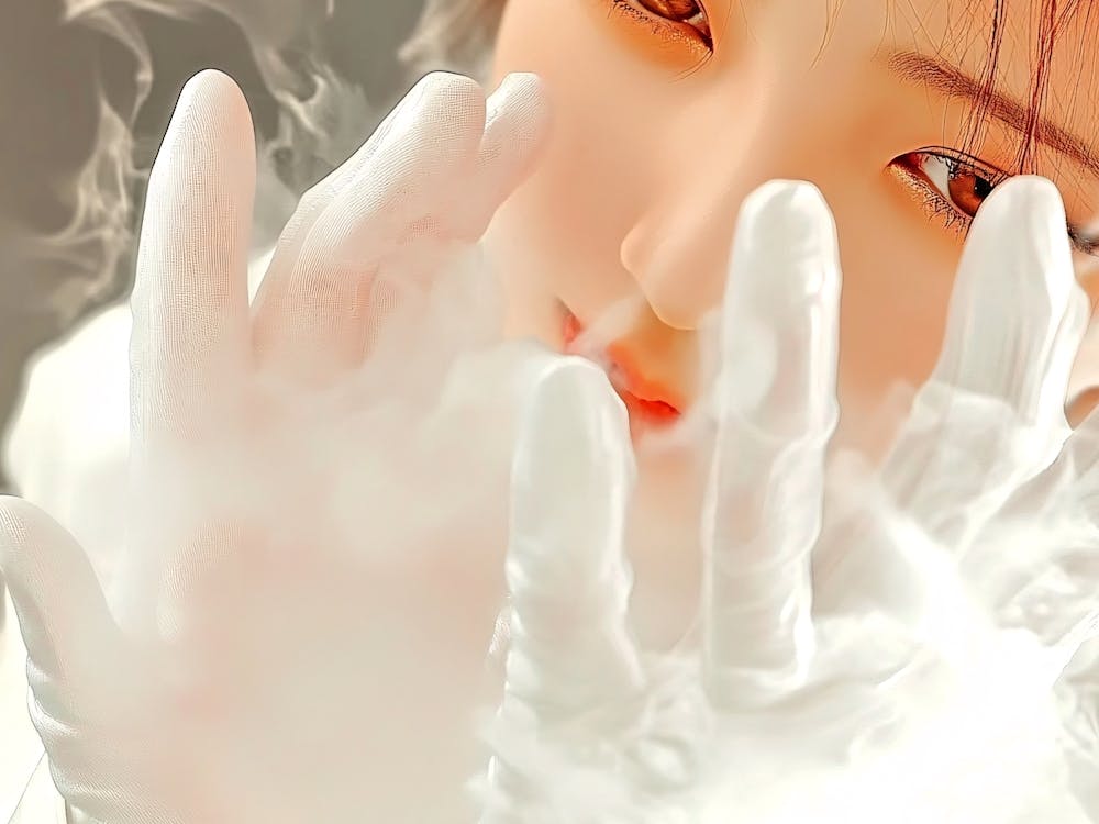 Asian Girl In White Gloves