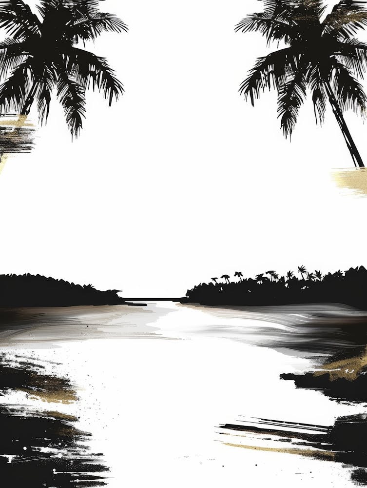 Black And White Of Palm Trees