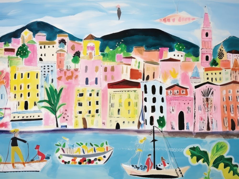 Genua Italien Süße Aquarellillustration 3