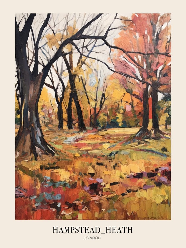 Autumn City Park Painting Hampstead Heath Park London 2 Poster