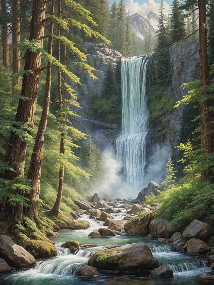 Lush Forest Waterfall no4
