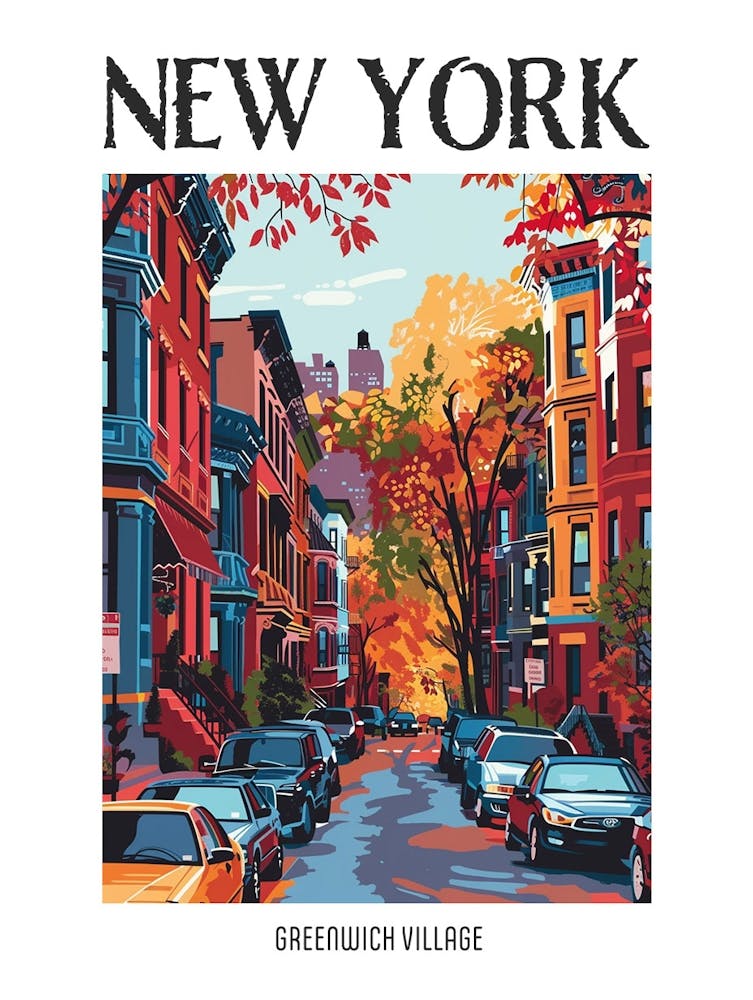 Greenwich Village New York Colourful Silkscreen Illustration 2 Poster