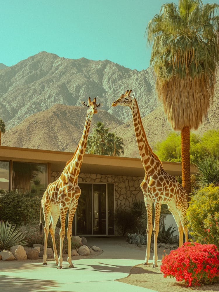 Palm Springs Mid Century, elegante Giraffen grafische Fotografie