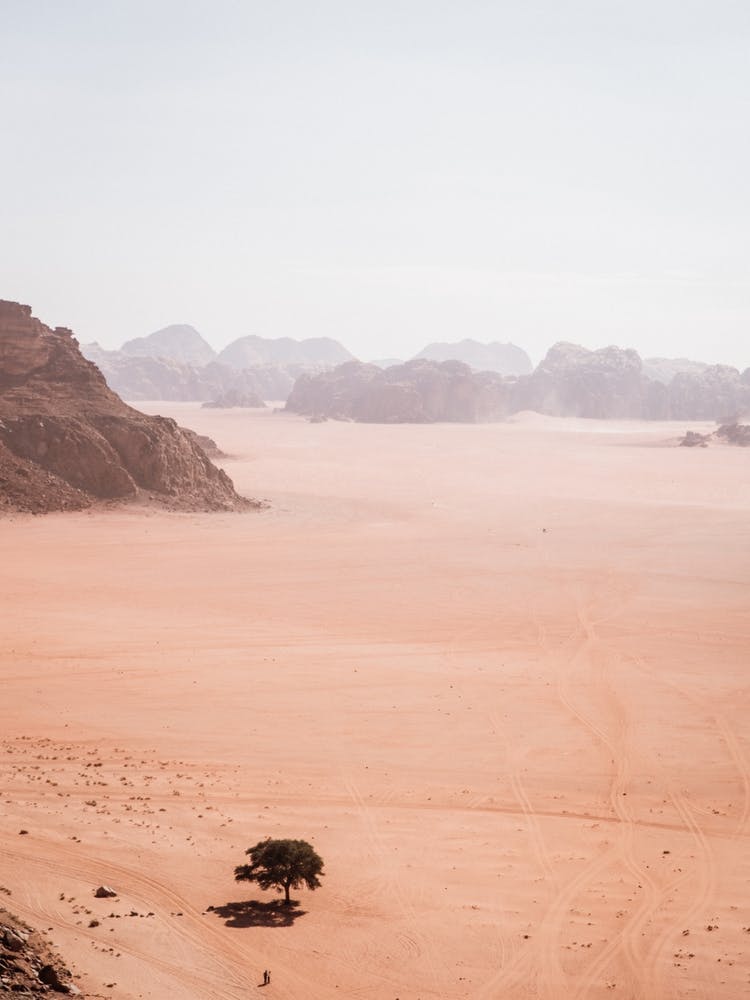 Desert of Wadirum viewpoint, view over the landscape and the sand