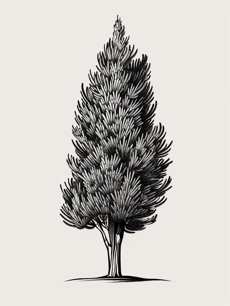 Cypress Tree Minimalistic Drawing 3