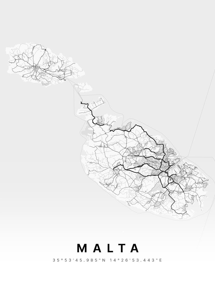 Malta White Map