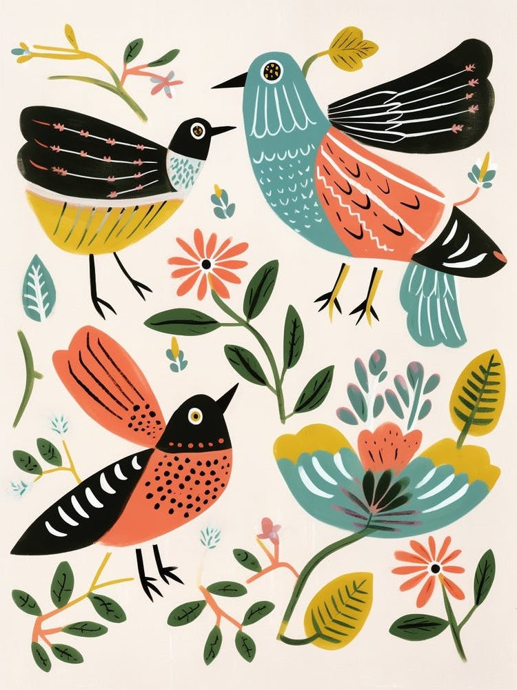 Folk Style Bird Painting Dunlin 1