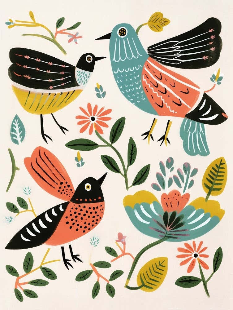 Folk Style Bird Painting Dunlin 1