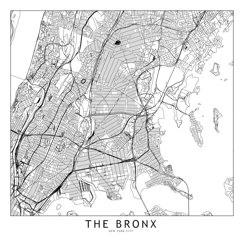 The Bronx White Map Square