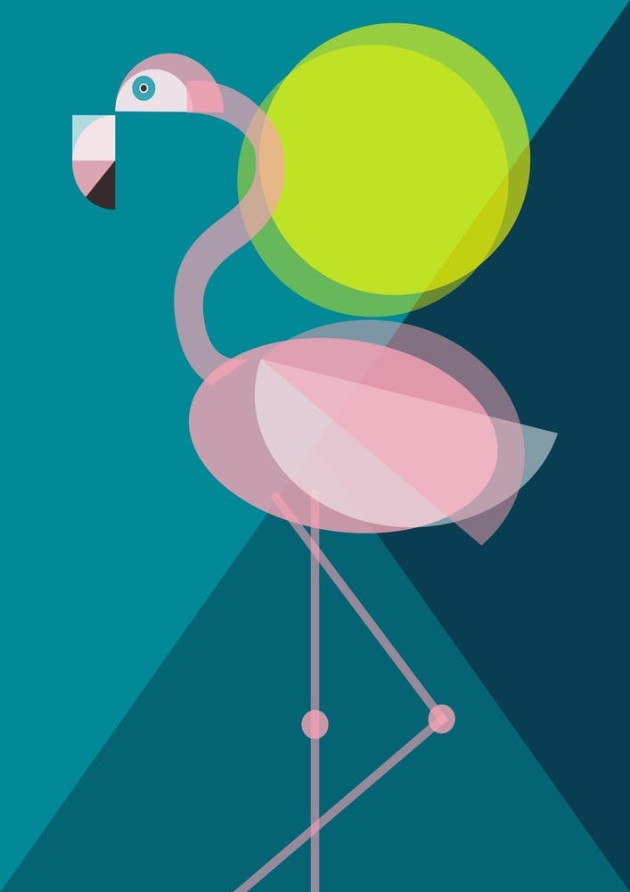 Mid Century Geometric Flamingo