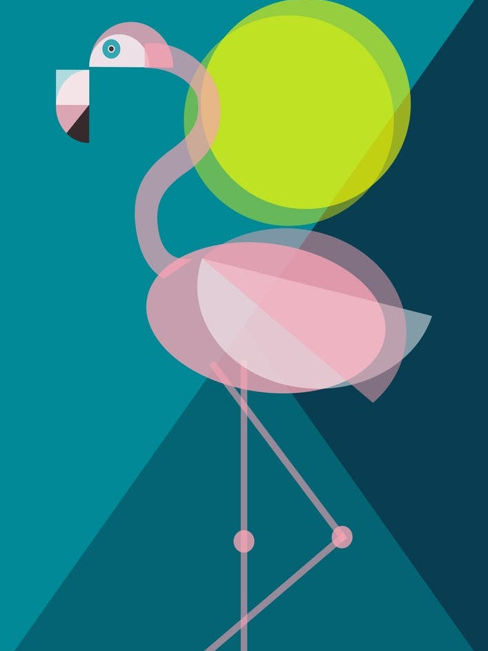 Mid Century Geometric Flamingo