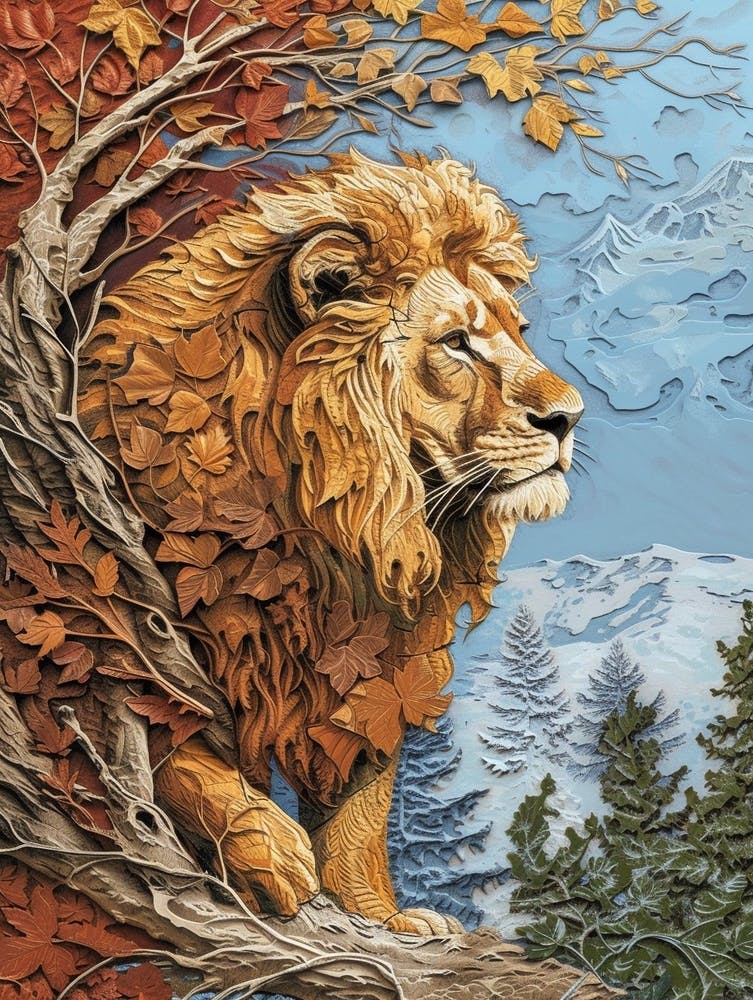 African Lion Relief Illustration Seasons 3