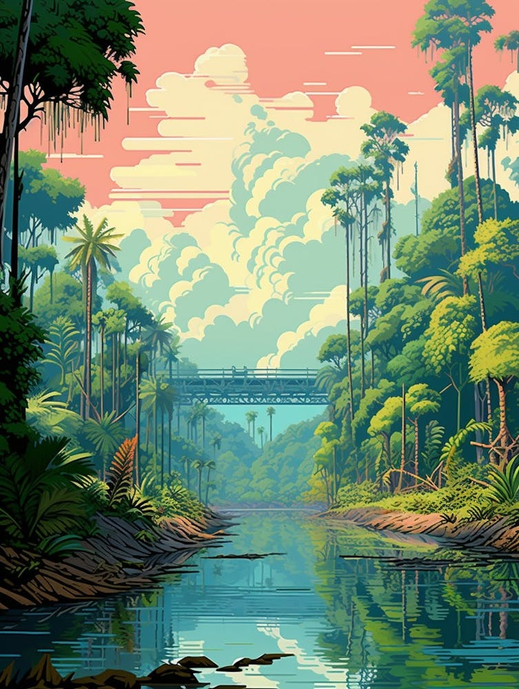 Sundarbans Danum Valley Conservation Area Pixel Art 3