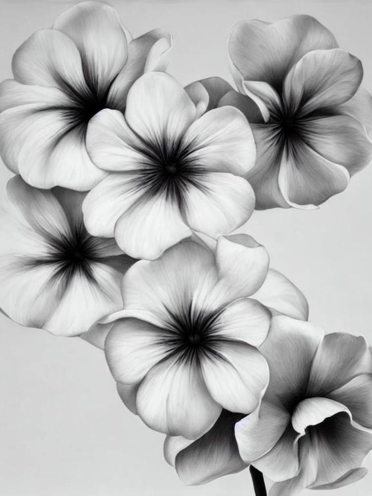 Morning Glory B&W Pencil 1 Flower
