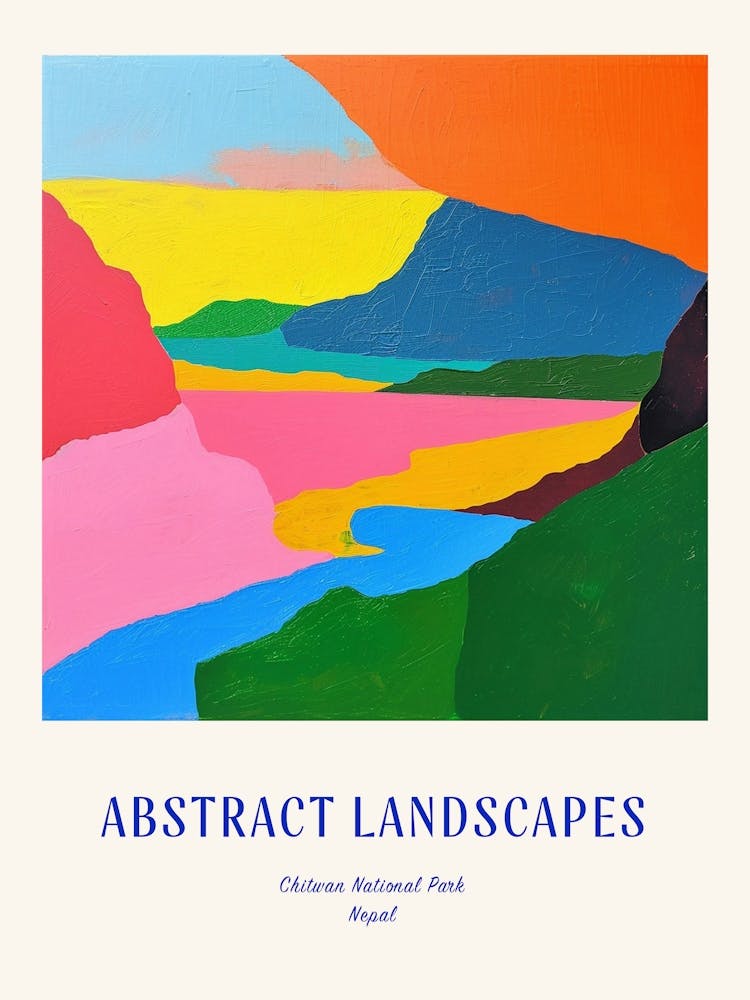 Colourful Abstract Chitwan National Park Nepal 1 Poster Blue