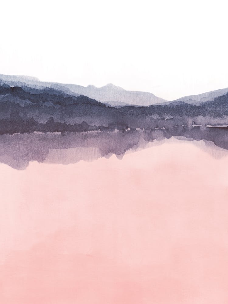 Watercolor Landscape 11 Pink And Indigo
