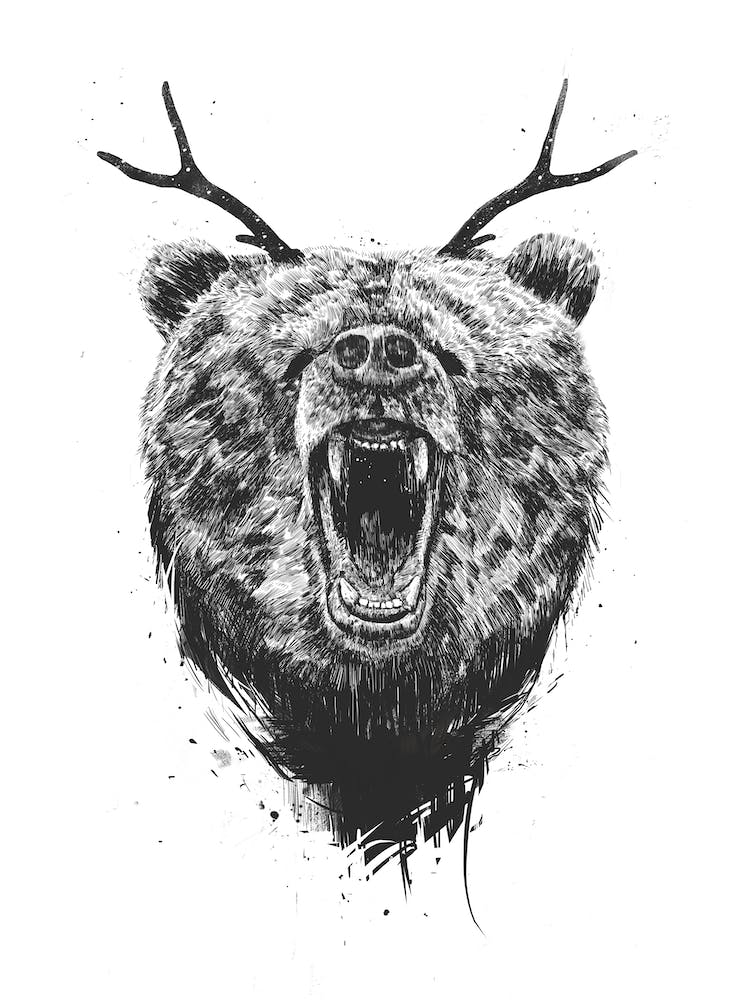 Angry Bear With Antlers