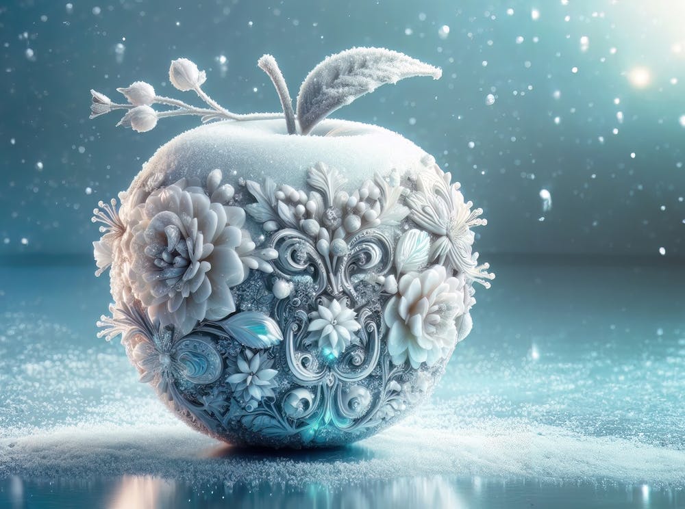Luxury Crystal Apple in winter theme, elegance style